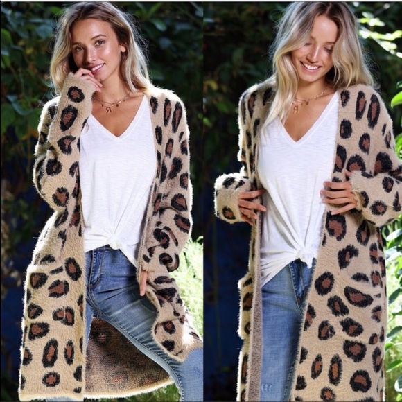 Dark Leopard Print Cardigan - Picture 3 of 3